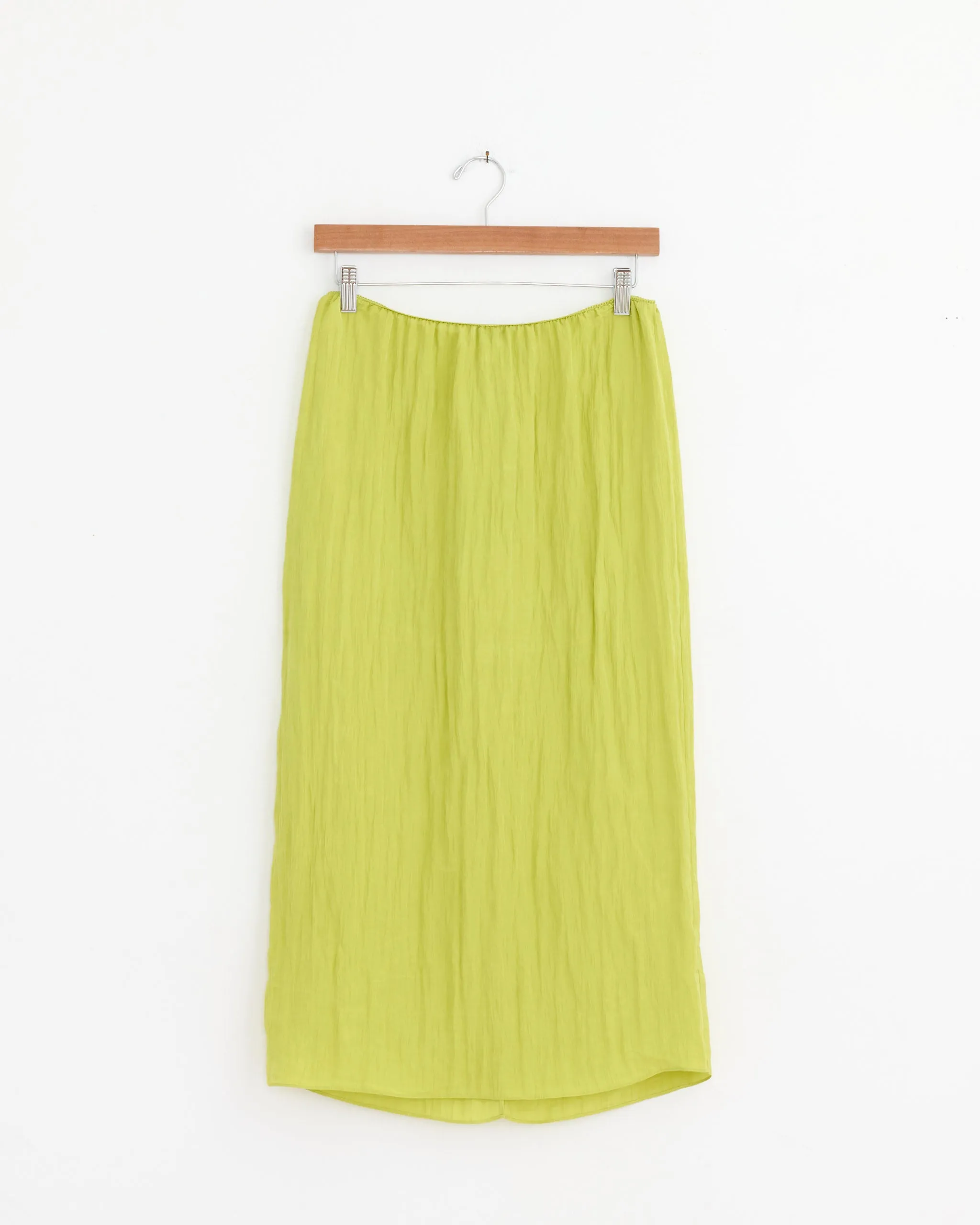 The Crinkle Slip Skirt in Pea Pod sold by Mohawk General Store