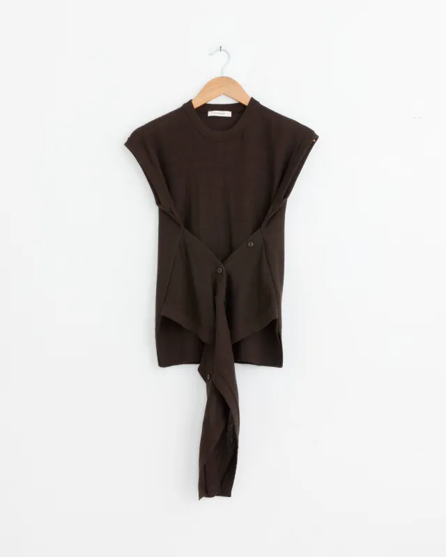 Sleeveless Buttoned Top in Dark Cacao sold by Mohawk General Store