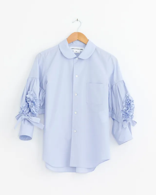 Ruffled Sleeve Shirt in Blue made by Comme des Garcons