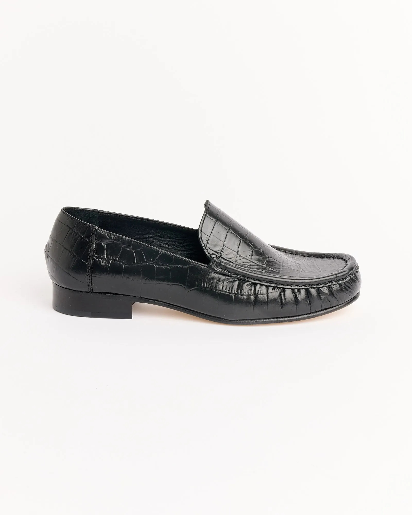 Leather Loafer in Black Croco sold by Mohawk General Store