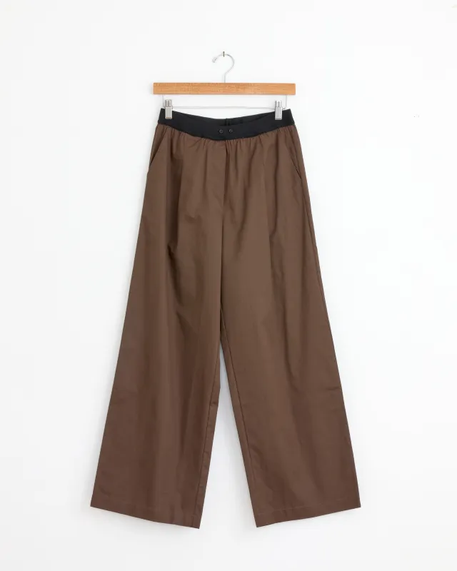 Contrast Waist Pant in Brown made by Deiji Studios