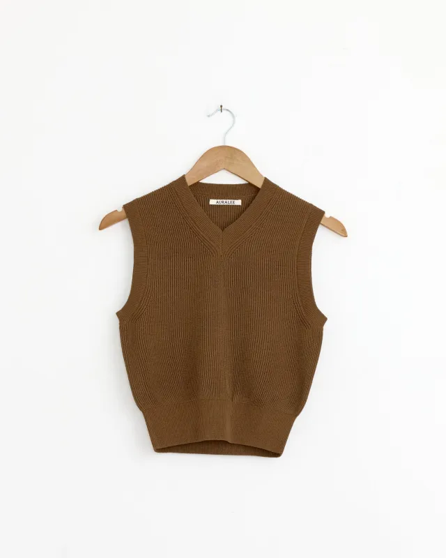 Flat Yarn Rib Knit Vest in Light Brown sold by Mohawk General Store