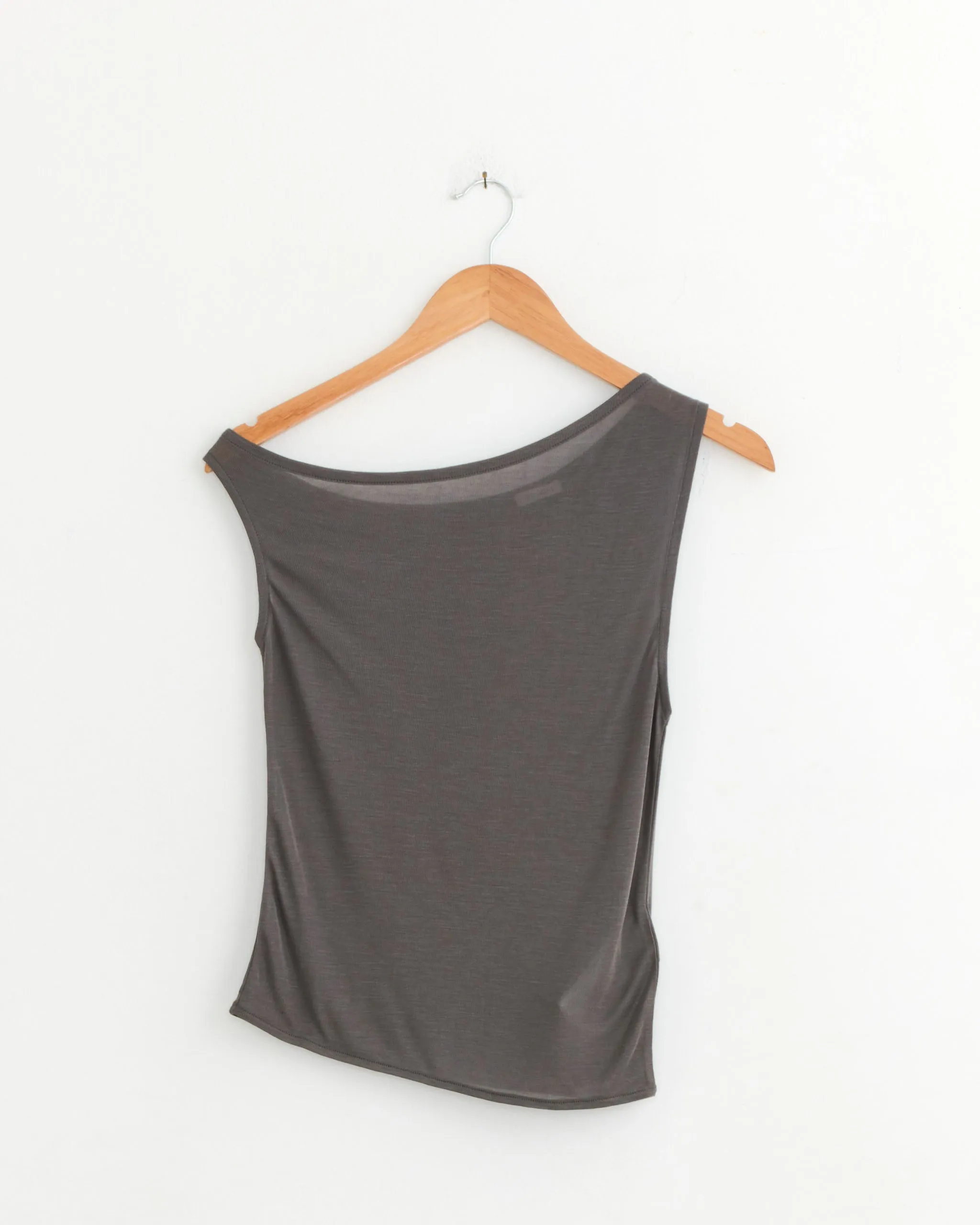 Fine Jersey Asymmetrical Top in Soot sold by Mohawk General Store
