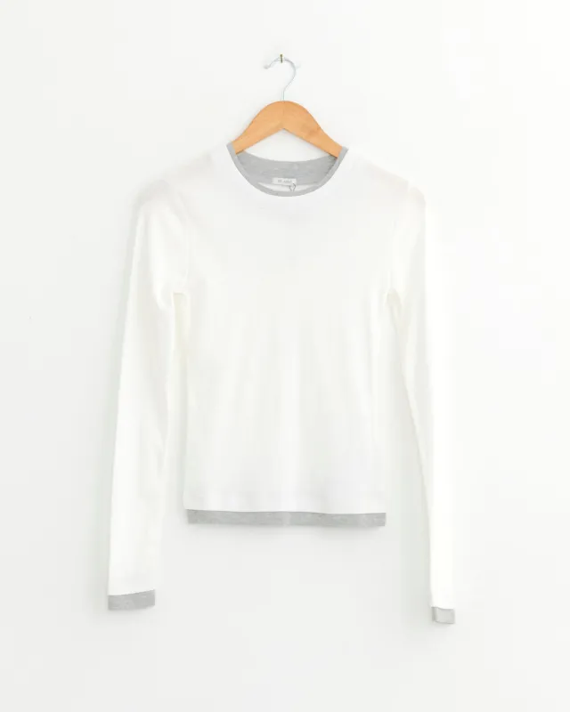 Layered Long Sleeve Top in White made by St. Agni