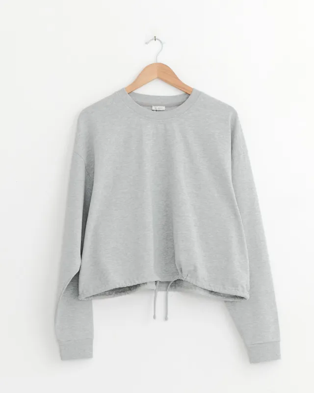 Drawstring Long Sleeve Top in Light Grey Marle made by St. Agni