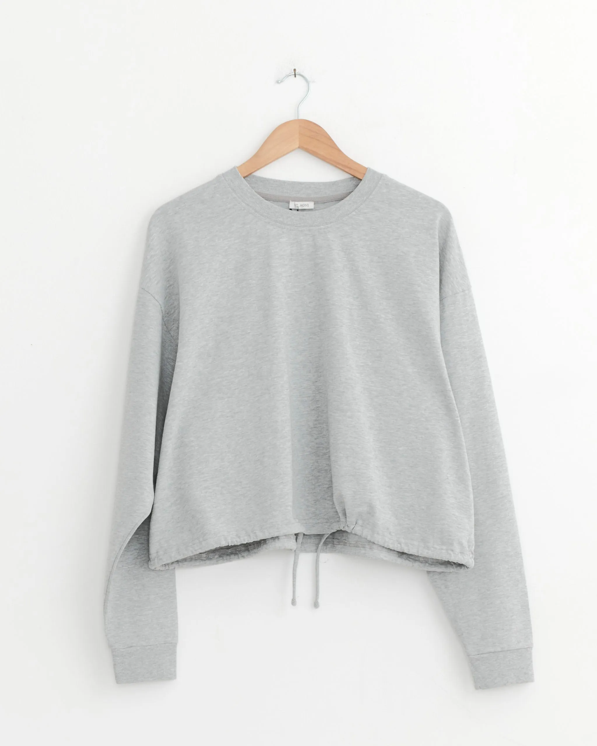 Drawstring Long Sleeve Top in Light Grey Marle sold by Mohawk General Store