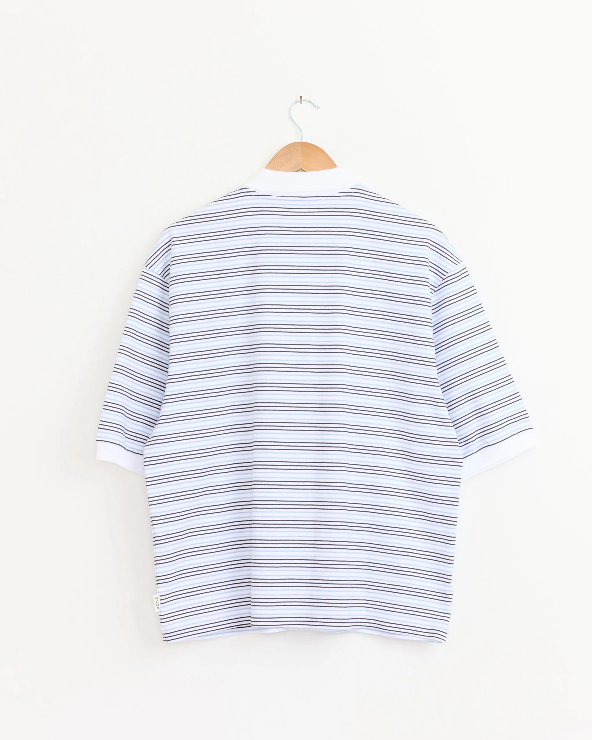 Striped Oversized Polo in White/Blue Stripe sold by Mohawk General Store product image thumbnail 3
