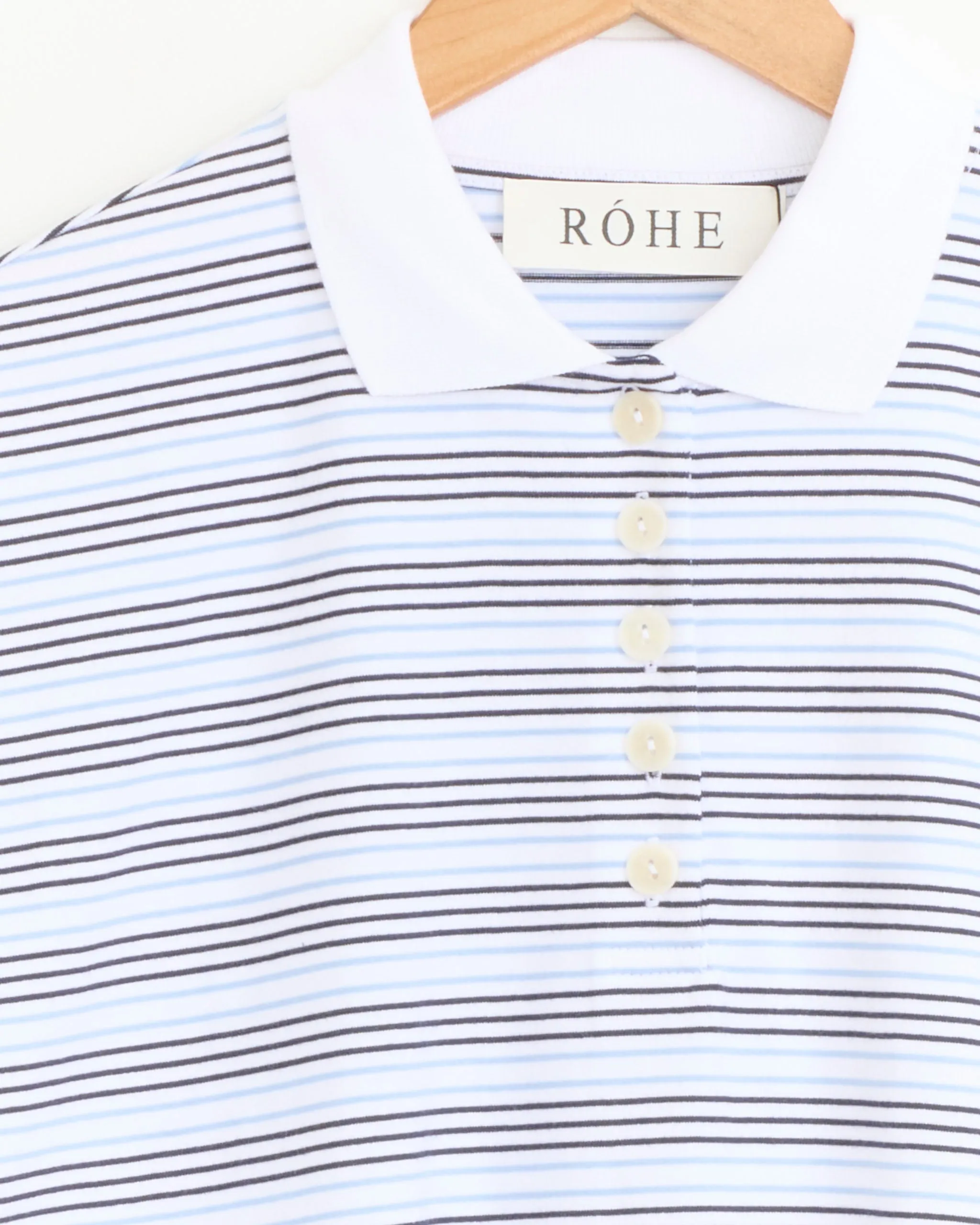 Striped Oversized Polo in White/Blue Stripe sold by Mohawk General Store product image thumbnail 2
