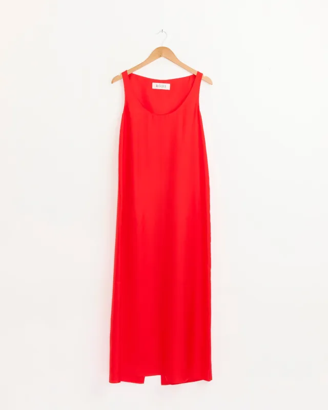 Silk Scoop Neck Dress in Red made by Rohe