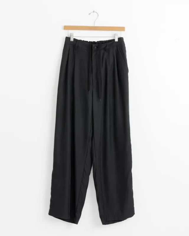 Cupro Twill Wide Easy Trouser in Black made by ssstein