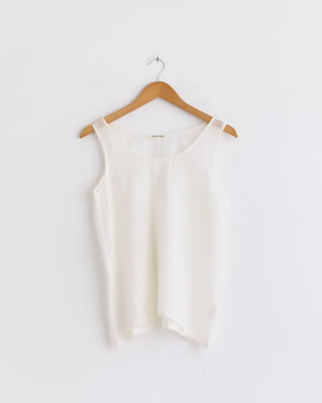 Loose Tank Top in White made by Black Crane