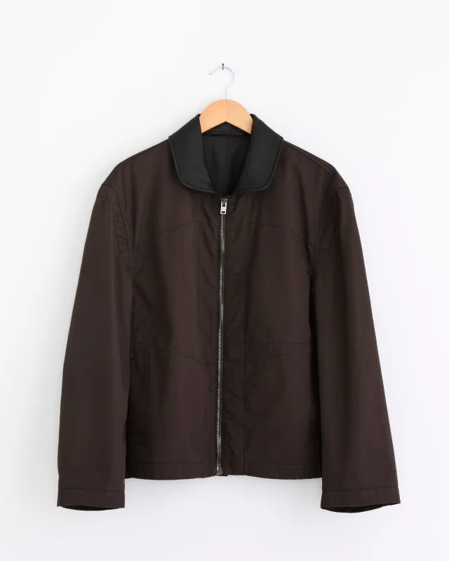 Leather Collar Blouson in Ristretto made by Lemaire