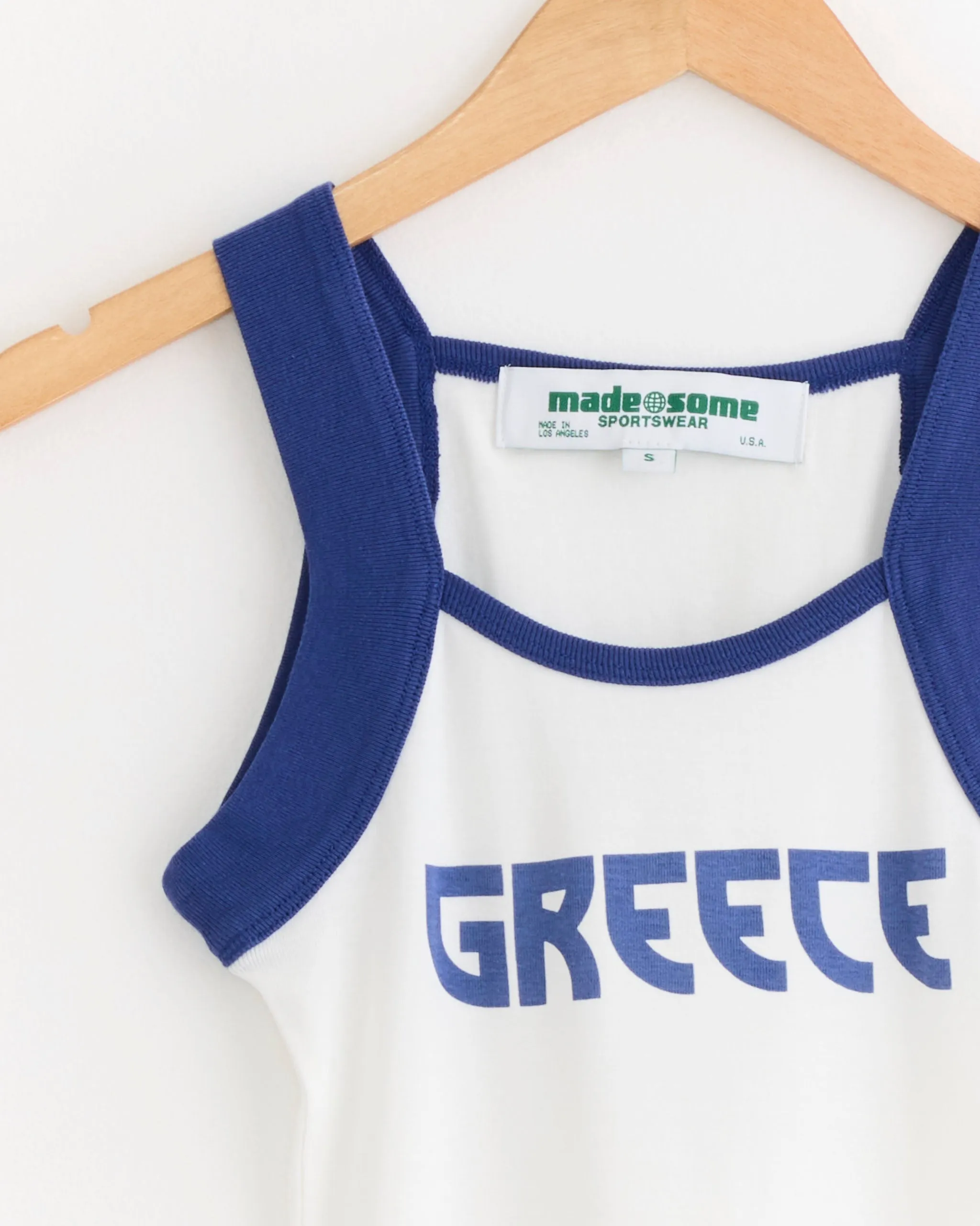 Greece Tank Top in White/Blue sold by Mohawk General Store product image thumbnail 2
