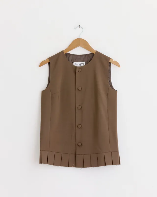 Pleated Sleeveless Top in Brown made by Maison Margiela
