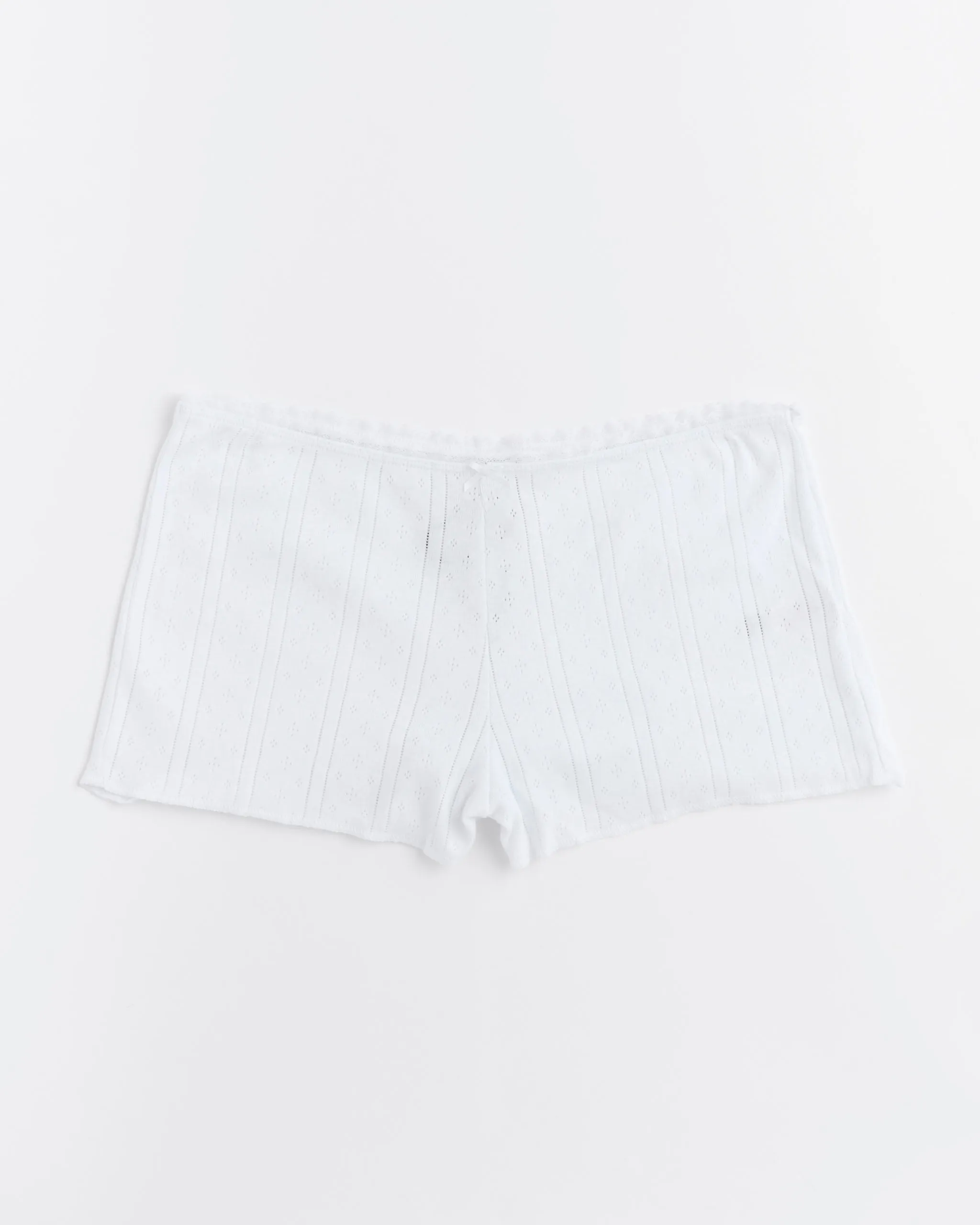 The Teeny Tiny Short in Pointelle White sold by Mohawk General Store