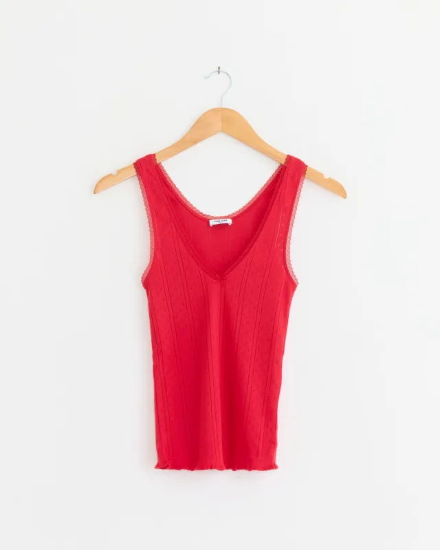 The Scoop Tank in Pointelle Cherry Red made by Cou Cou Intimates
