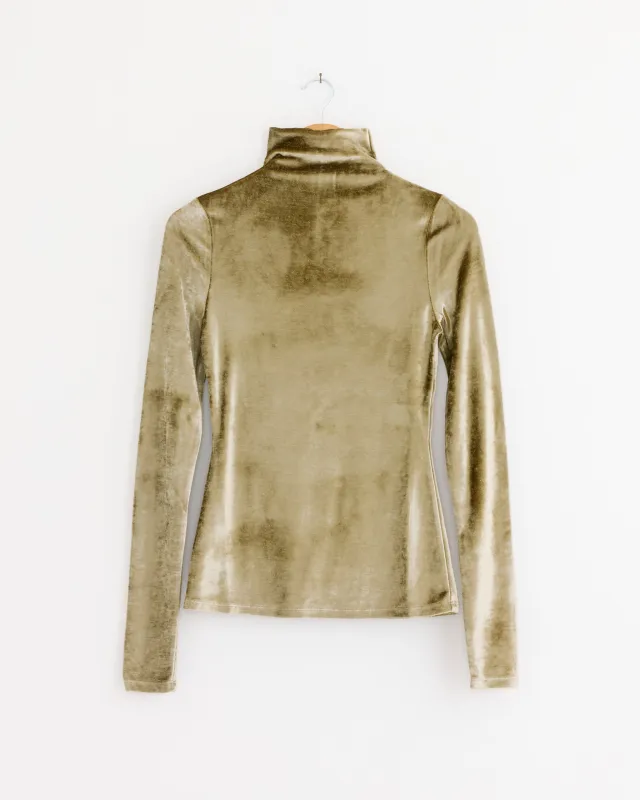 Fitted High Neck Top in Brass made by Lemaire