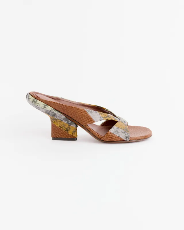 Snake Embossed Heel in Tan made by Dries Van Noten