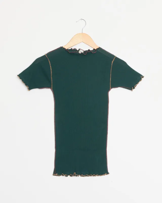 Vein Tee Shirt in Hirsu Green made by Baserange