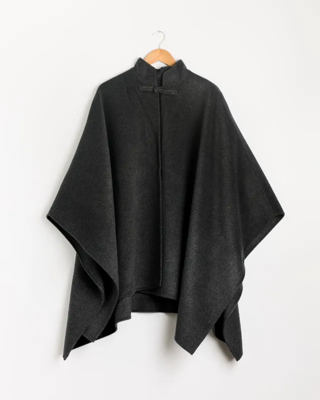 Double Faced Pankou Poncho in Dark Grey Melange made by Rohe