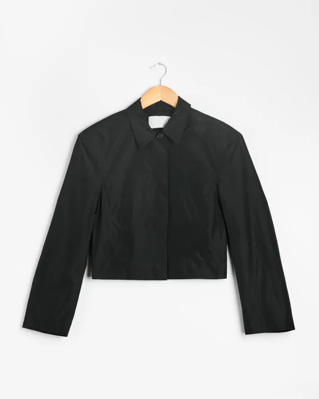 Silk Taffeta Jacket in Black made by Amomento