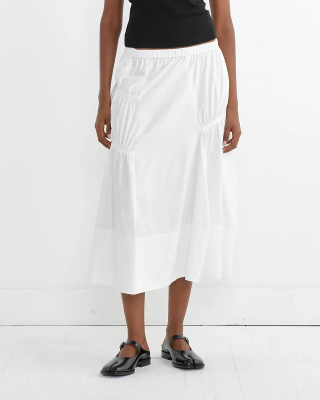 Shirred Nylon Paneled Skirt in White sold by Mohawk General Store