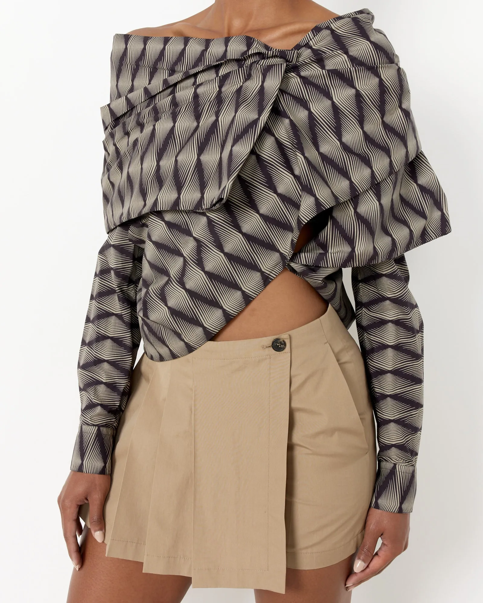 Crispy Draped Off-Shoulder Shirt in Black sold by Mohawk General Store product image thumbnail 3