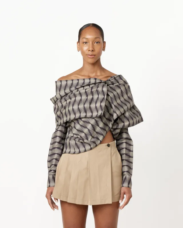 Crispy Draped Off-Shoulder Shirt in Black sold by Mohawk General Store