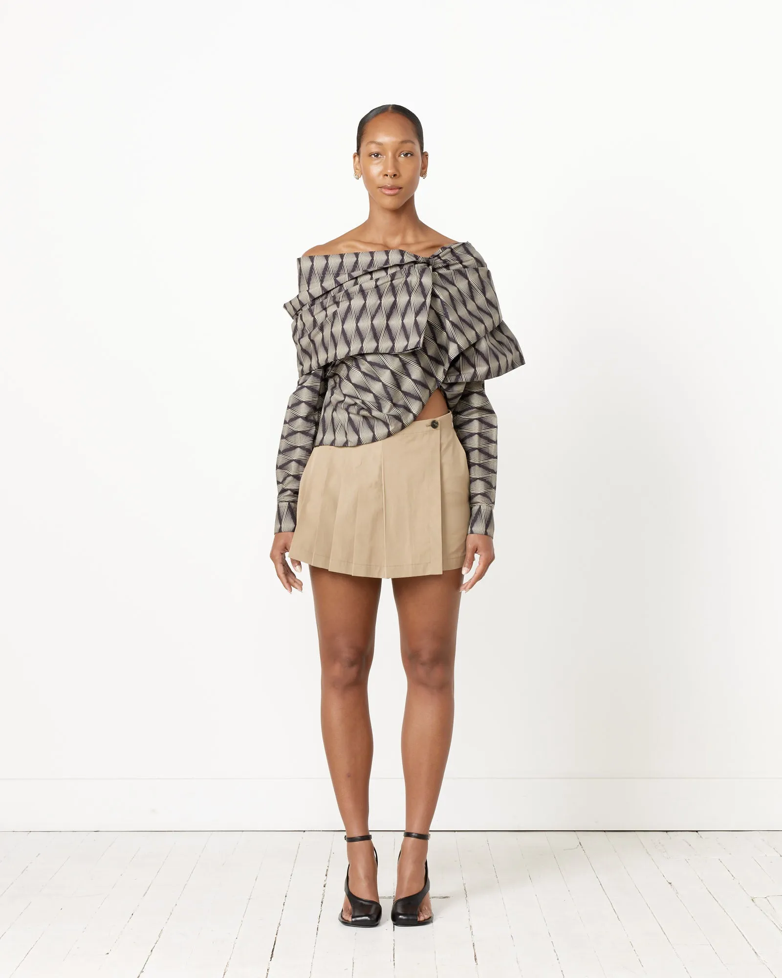 Crispy Draped Off-Shoulder Shirt in Black sold by Mohawk General Store product image thumbnail 2