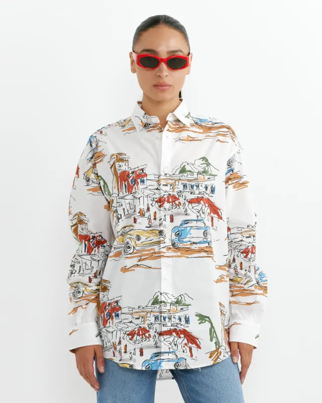 La Chemise Simon Shirt in Capri Cars/White sold by Mohawk General Store