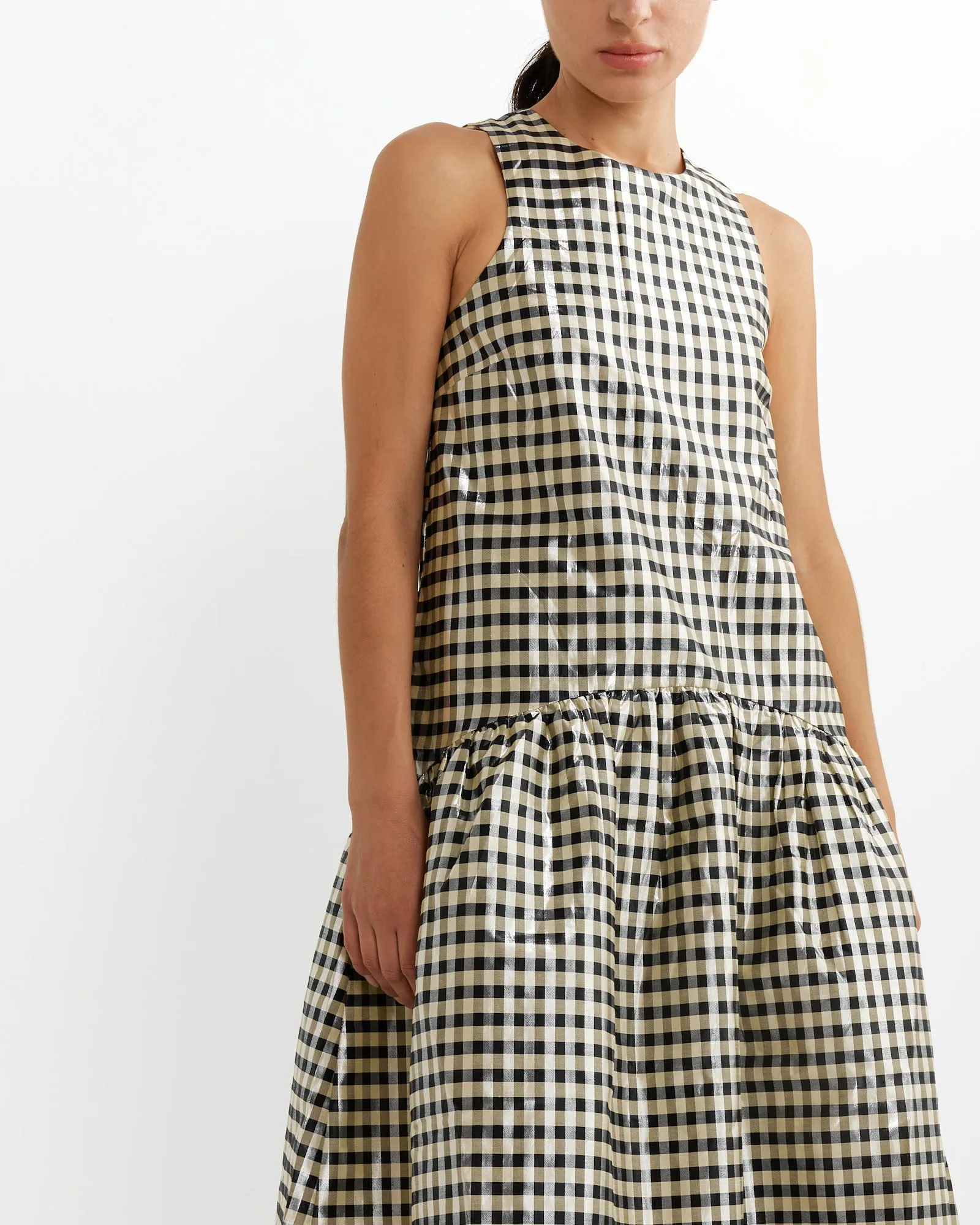 Shiny Check Midi Dress in Lemon Icing sold by Mohawk General Store product image thumbnail 3