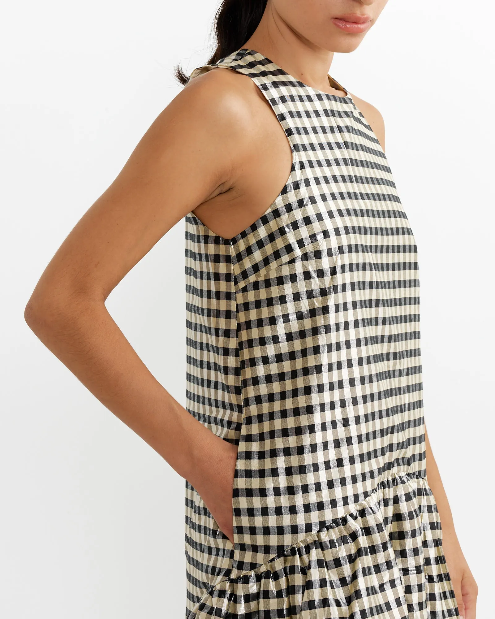 Shiny Check Midi Dress in Lemon Icing sold by Mohawk General Store product image thumbnail 4