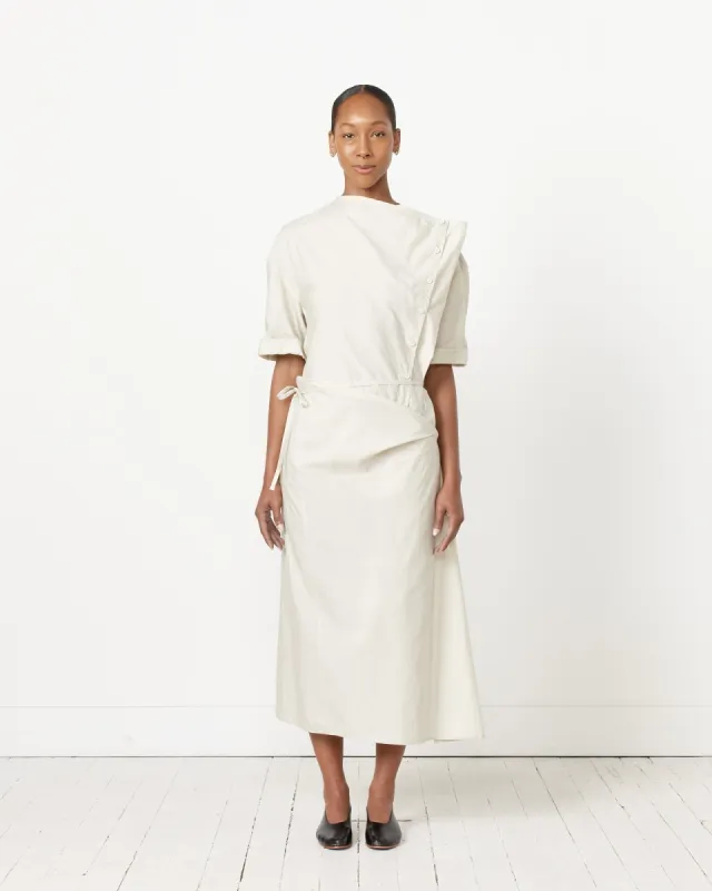 Short Sleeve Wrap Dress in Pale Mastic made by Lemaire