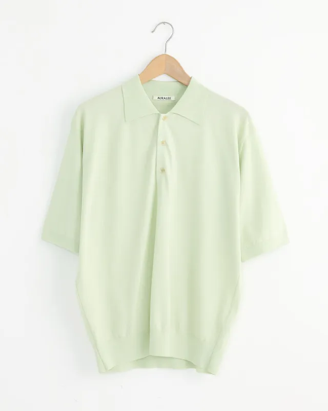 High Gauge Knit Polo in Light Pistachio made by Auralee