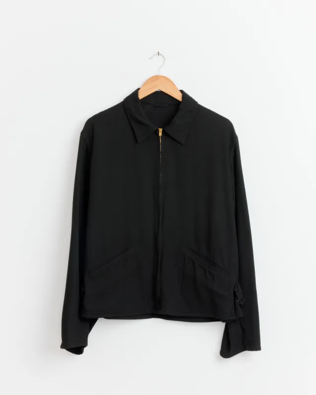 Silk Nep Zip Short Jacket in Black made by Comoli Mens