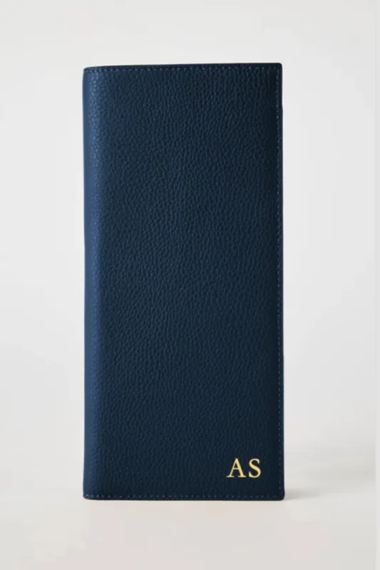 Personalised Leather Travel Wallet | Navy sold by Mon Purse
