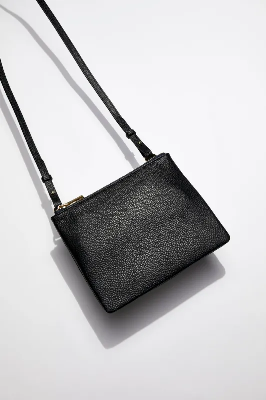 Single Pouch Leather Bag | Midnight Navy Gold sold by Mon Purse