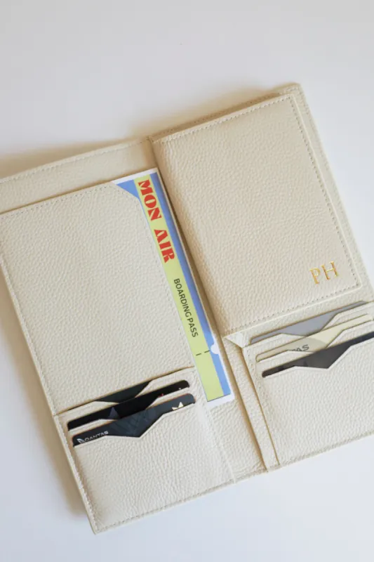 Personalised Leather Travel Wallet | Cream sold by Mon Purse
