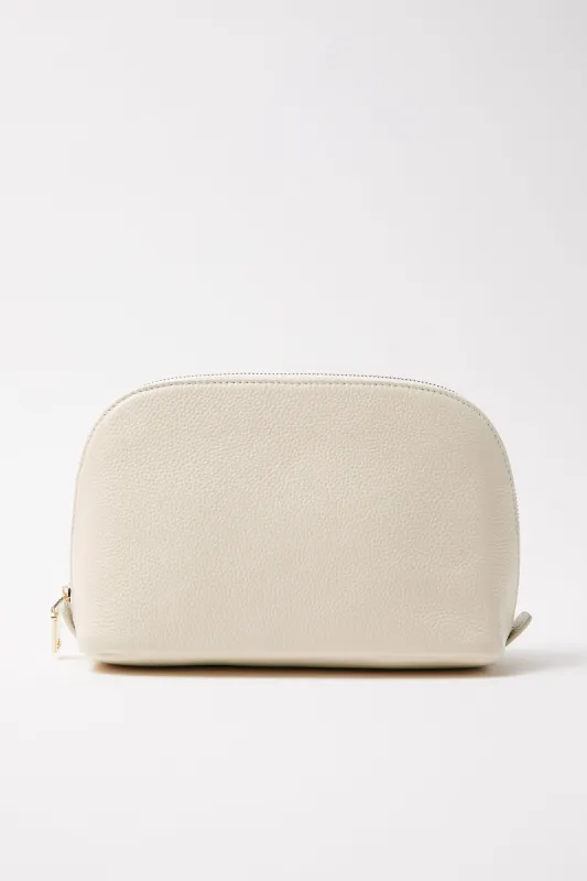 Large Leather Make Up Bag | Cream Gold sold by Mon Purse