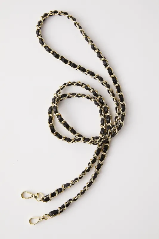 Vegan Leather Chain Strap | Black Gold sold by Mon Purse