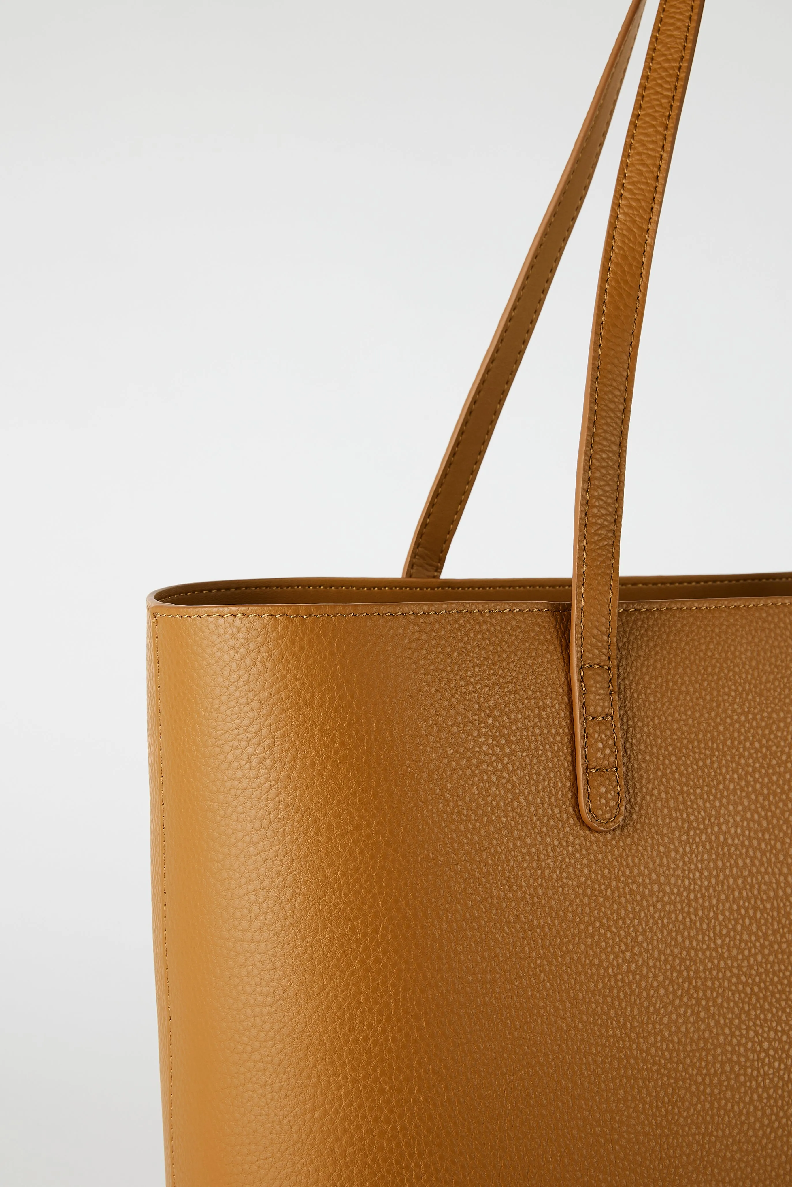 Leather Shopper Tote Bag | Tan Gold sold by Mon Purse product image thumbnail 4