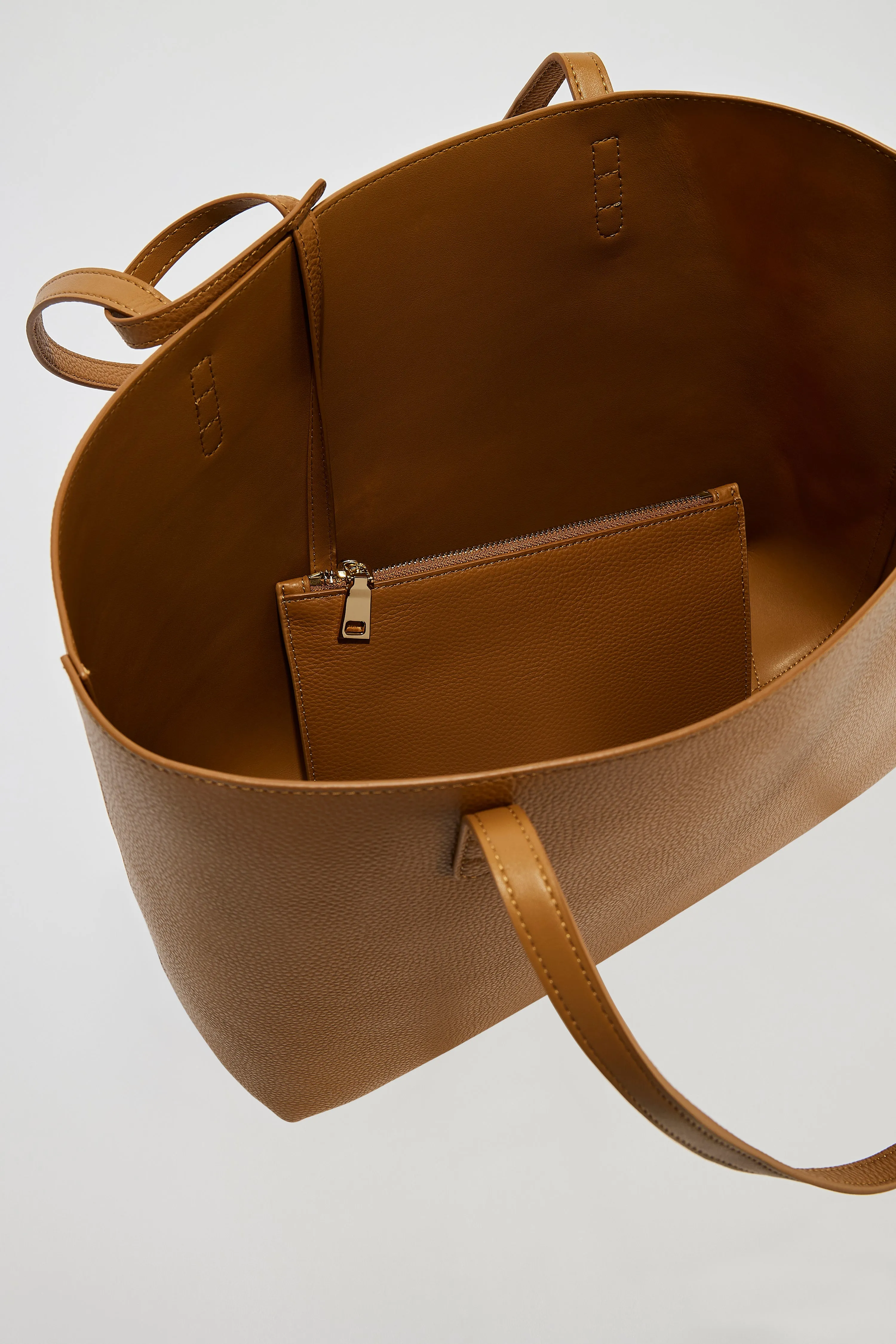 Leather Shopper Tote Bag | Tan Gold sold by Mon Purse product image thumbnail 5