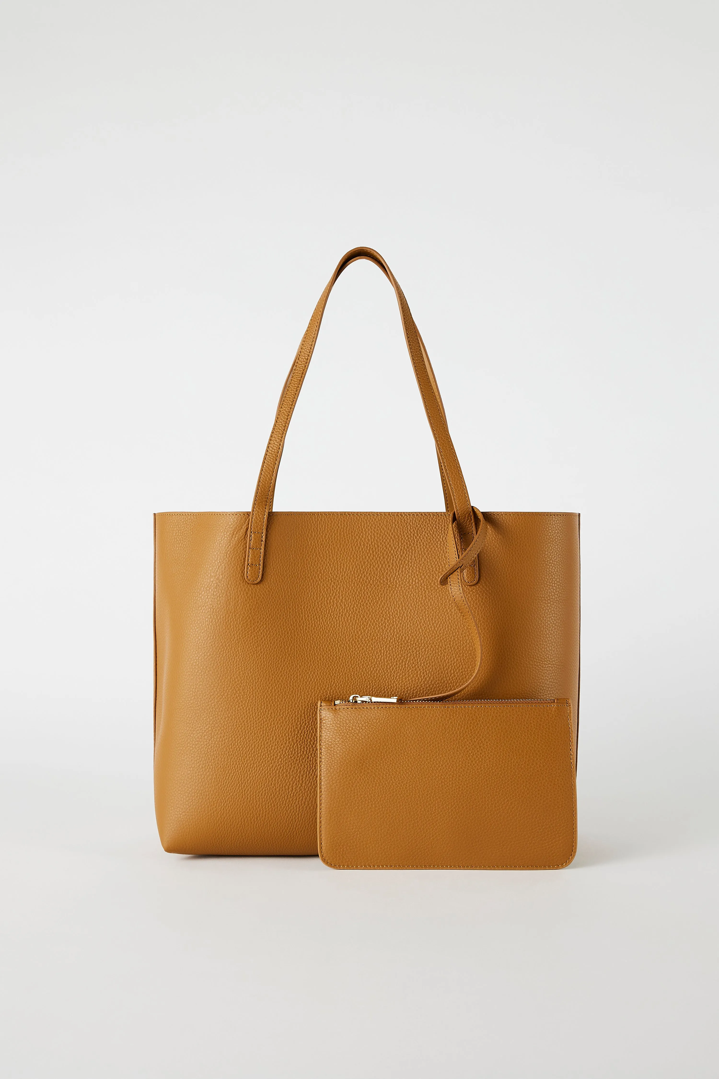 Leather Shopper Tote Bag | Tan Gold sold by Mon Purse product image thumbnail 2