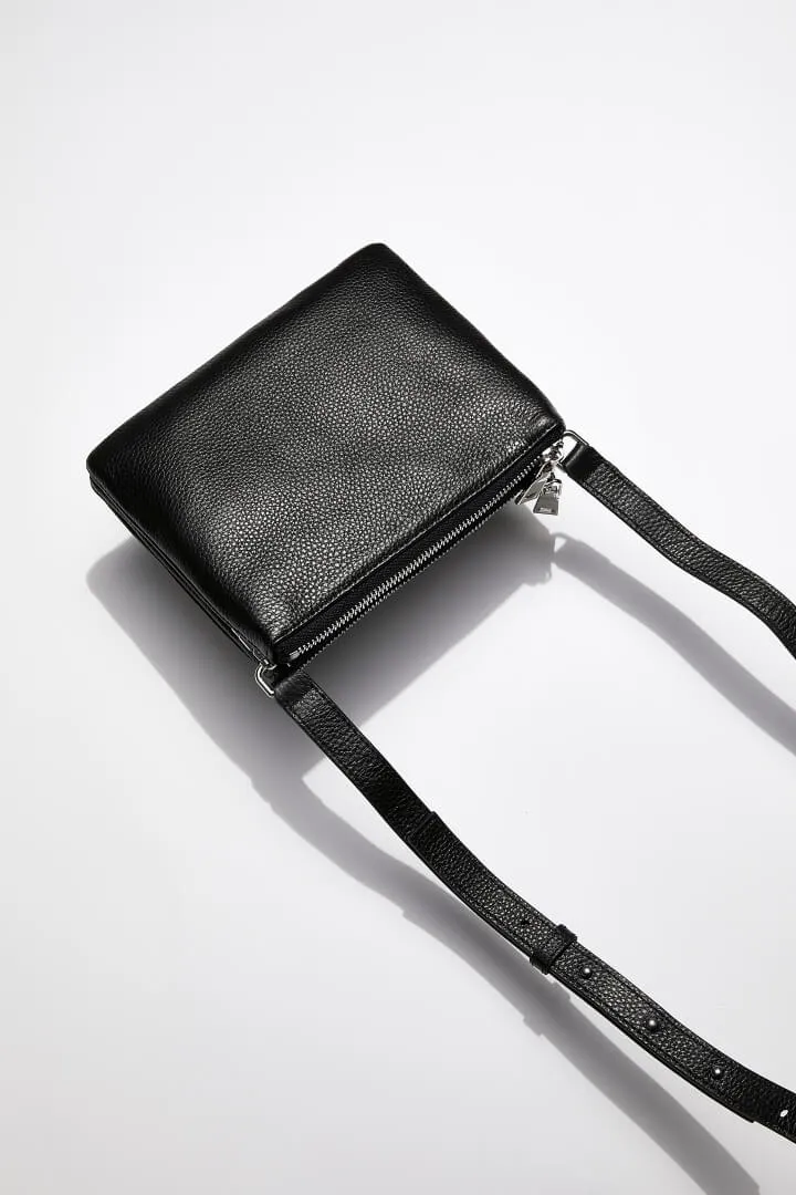 Leather Double Pouch Bag | Black Silver sold by Mon Purse product image thumbnail 2