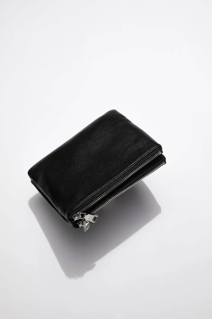 Leather Double Pouch Bag | Black Silver sold by Mon Purse product image thumbnail 3