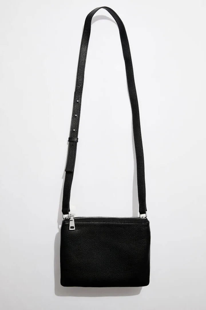 Leather Double Pouch Bag | Black Silver sold by Mon Purse product image thumbnail 4