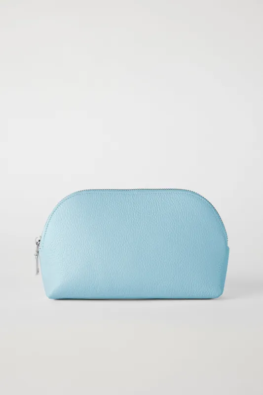 Personalised Leather Make Up Bag | Blue Silver sold by Mon Purse