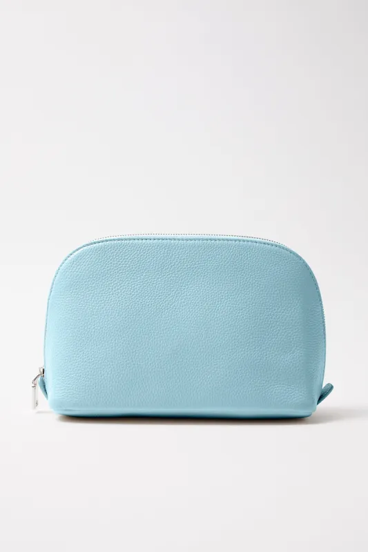 Large Leather Make Up Bag | Blue Gold sold by Mon Purse