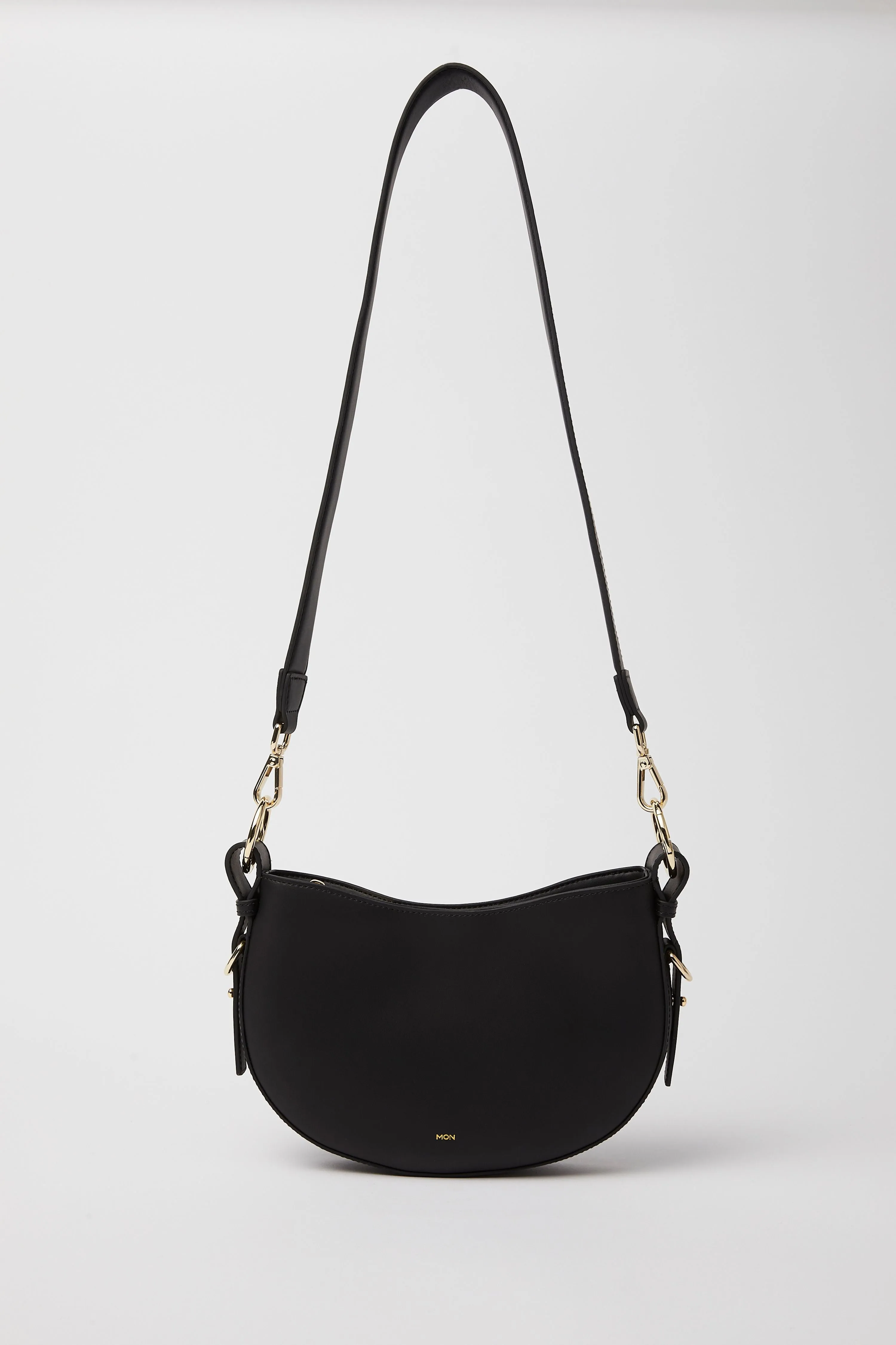 Smooth Leather Saddle Bag | Black Gold sold by Mon Purse