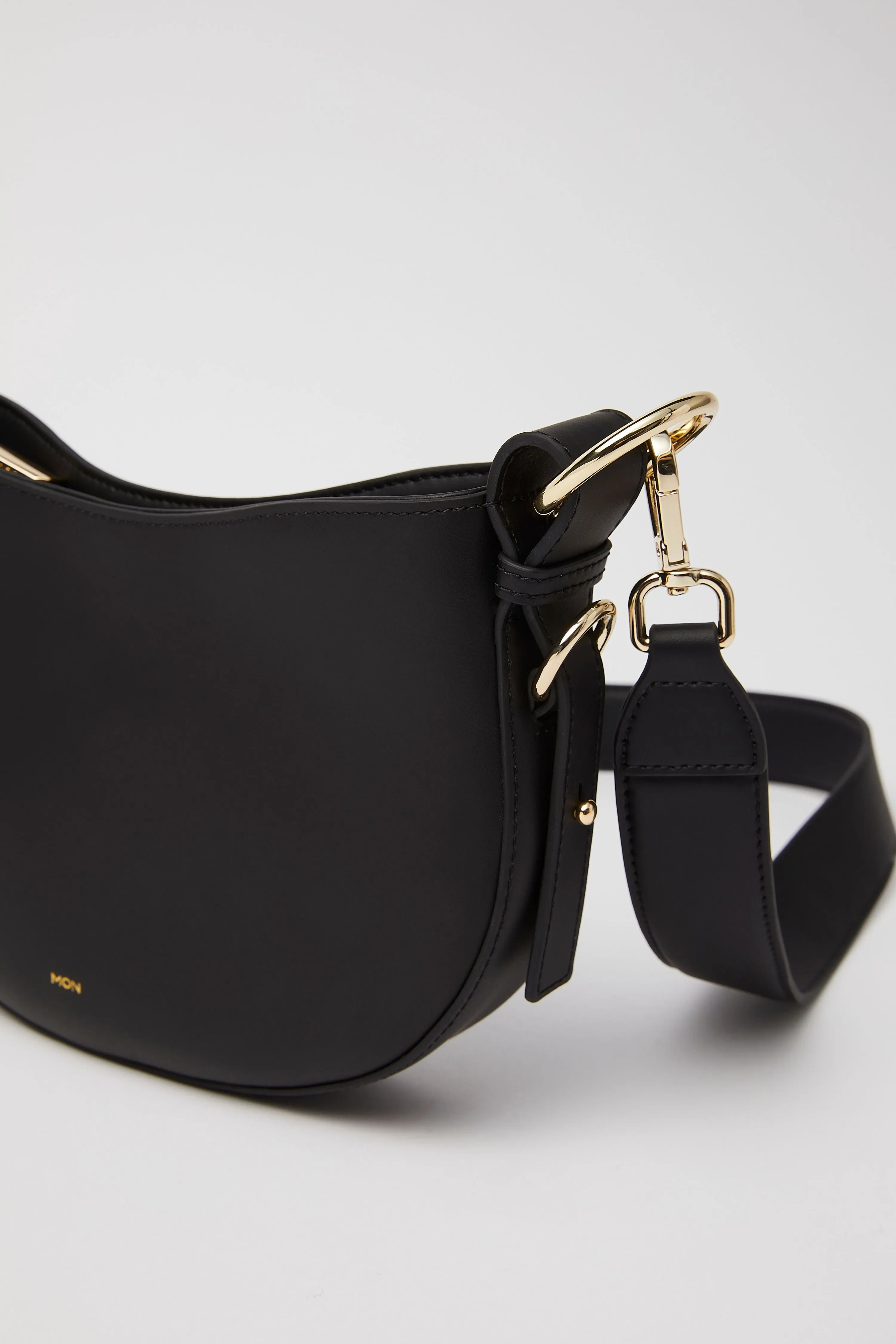 Smooth Leather Saddle Bag | Black Gold sold by Mon Purse product image thumbnail 5
